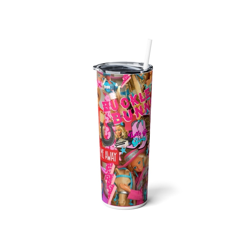 🎀RARE BARBIE Barbie Western Collage 20 oz Skinny Tumbler, Barbie Gift 🎀 - Picture 5 of 7